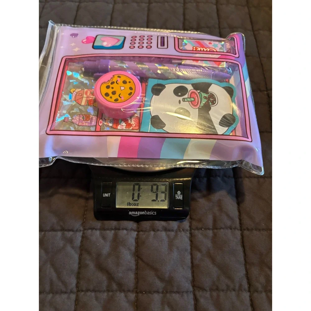 CBI Kawaii Vending Machine Stationery Set Panda Boba Notebook Pen Eraser Purple